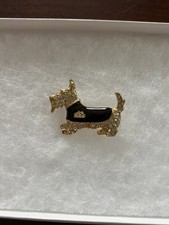 Rhinestone Scottie Dog Brooch Gold Tone All Rhinestones Intact
