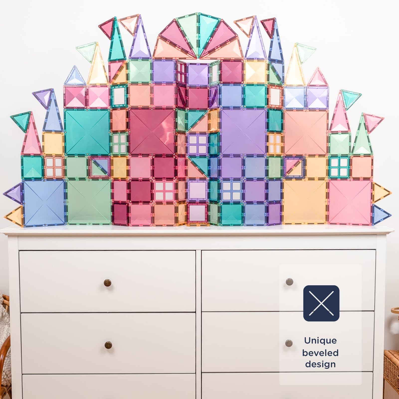 Magnetic Tiles Pastel Creative Pack, 120 Pieces