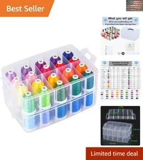 Versatile 40-Color Polyester Thread Set with Stackable Organizer for Embroidery