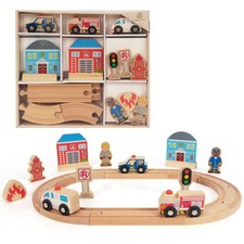 Wooden Train Set for Toddler, Wooden Tracks fits Thomas, fits Brio, fits Chug...