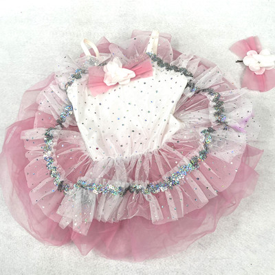Curtain Call Dance Costume E2886 Child Size 2C Pink Ballet Tutu Rhinestone Bow