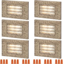 6 Pack 3CCT Line Voltage 120V LED Step Lights, 5W Dimmable 5%-100%, Selectable