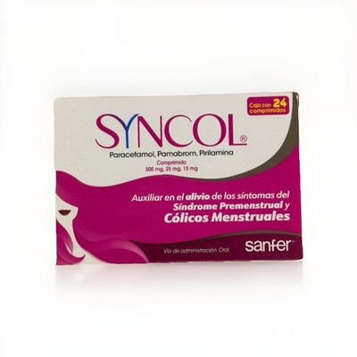 Sincol 24 Tablets Menstrual Relief Pain Paracetamol Mexico Imported