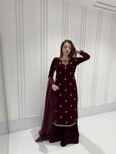 Readymade Heavy Chinon Silk Salwar Kameez Indian Wedding Party Wear Ladies Suit