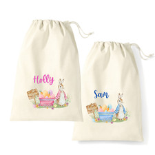Personalised Easter Gift Bag Rabbit bunny Kids Egg hunt Decoration Toy Gift Bag