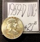 1959 D Franklin Silver Half Dollar UNC+! ENN Coins