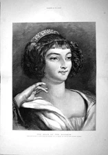 Original Old Antique Print 1893 Portrait Head Duchess National Gallery 19th