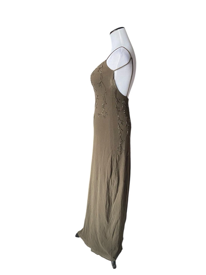 Vintage Y2K Laundry Beaded Mesh Maxi Dress Size S Green Forest Fairy Grunge Glam - Image 3 of 4