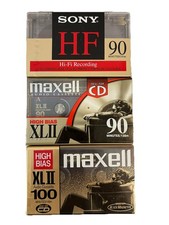 Maxell High Bias XLII 90  100 Minute Cassette Tapes  Sony HF Recording 90 min