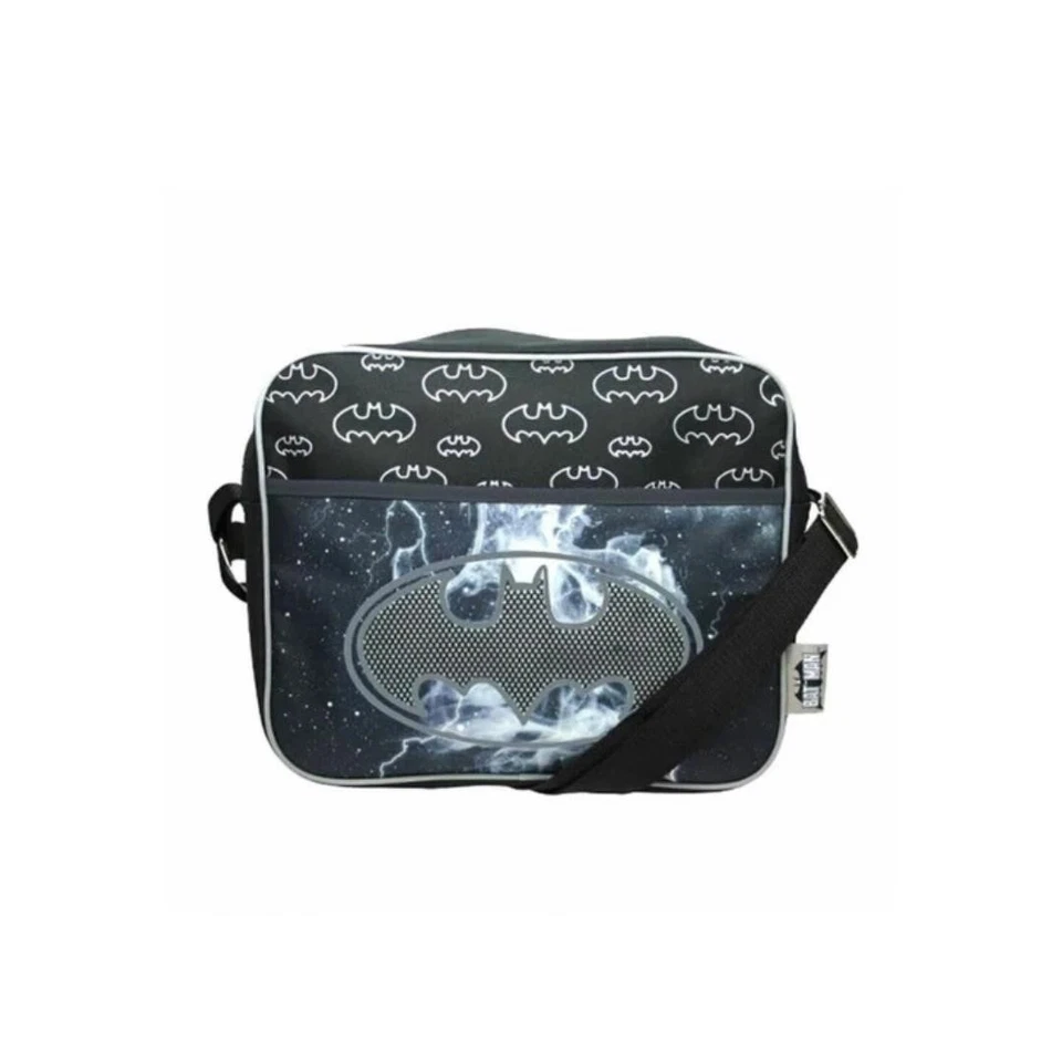 WILLIAM LAMB Batman Umhängetasche DC Comics Messenger Bag schwarz silber verstellbarer Riemen