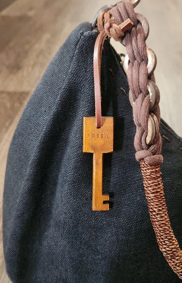 Mujer Fossil Bolso de Mano Pequeño Sachel Lona Negra Foto 2 de 4