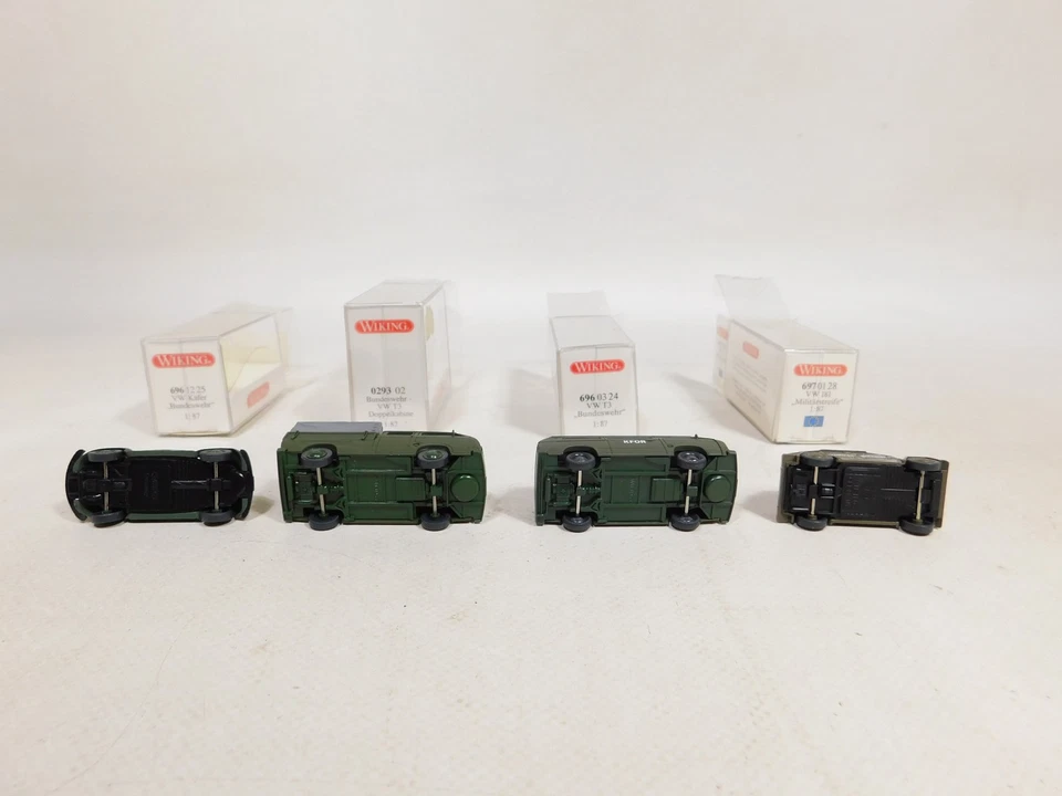 4X Wiking H0 1:87 VW 0293 696 Bundeswehr 697 Militärstreife Mint Box #DW806-0,5 - Immagine 3 di 4