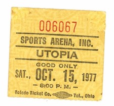 Utopia 10/15/77 Toledo OH Sports Arena Rare Ticket Stub Todd Rundgren