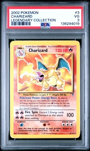 2002 POKEMON LEGEND COLL #3 CHARIZARD PSA 3