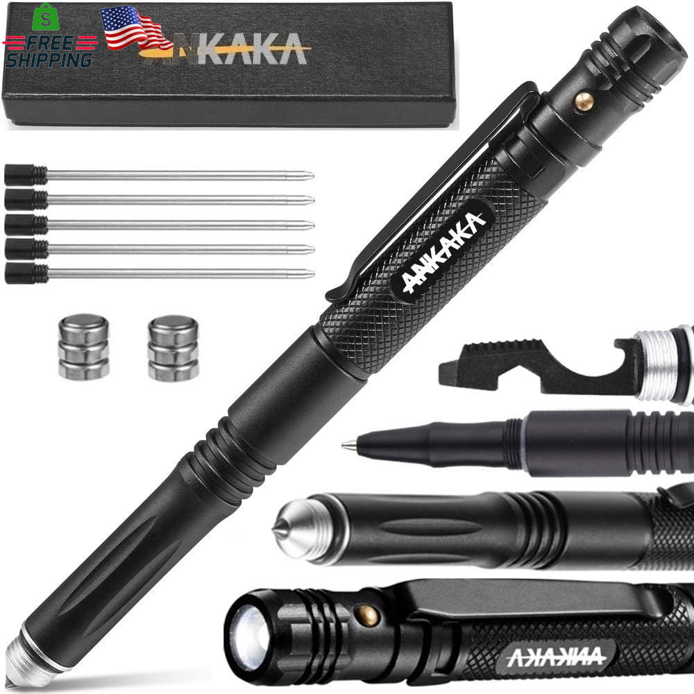 Vero 6‑In‑1 Tactical Pen Self Defense W/ Flashlight Bottle Opener &Amp; Tools