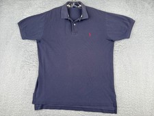 VINTAGE Polo Ralph Lauren Shirt Adult Large Blue 100 Cotton Short Sleeve READ