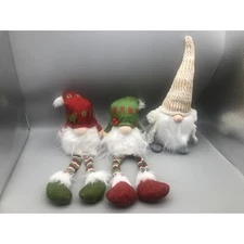Christmas Gnome Handmade Plush Led Lighted Toy Tabletop Christmas Decor 3pc READ