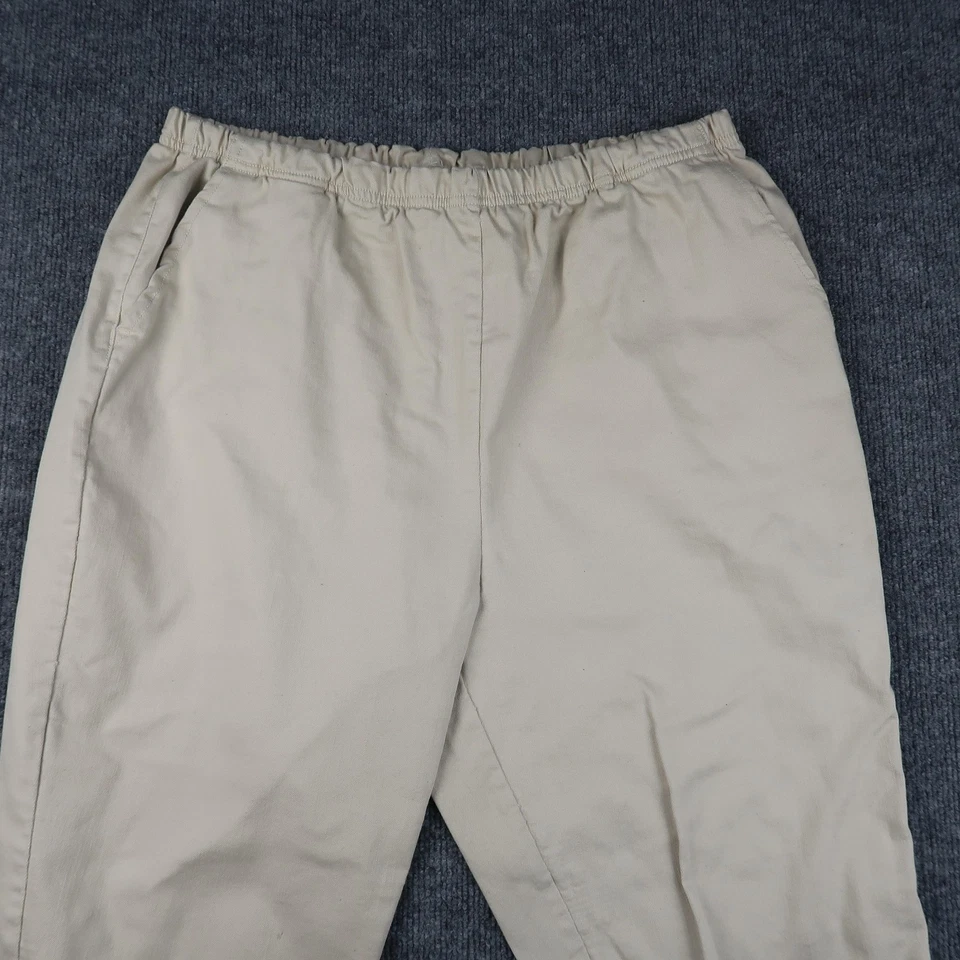 Pantalones Blair para mujer grandes beige recortados cintura elástica con cordones dobladillo informal cómodo Foto 2 de 4