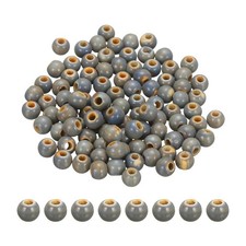 100Pcs 6mm Round Ceramic Porcelain Beads, Blue Brown