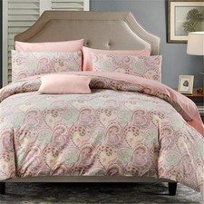 Paisley Duvet Cover Set Twin Size Pink Girls Bedding Damask Quilt Cover Set L...