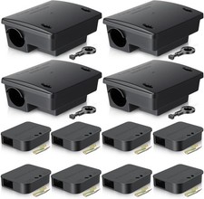 12 Pack Key Required Rat Station Box 4 Large 8 Compact Outdoor Mouse Bait S...