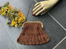 Antique Copper Glass Bead Etched Frame Evening Flapper Bag