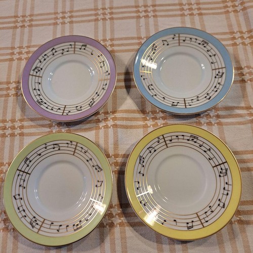 BVLGARI Concerto Demitasse Cup Saucer 4 Set Violin Trumpet Tambourine Rosenthal - Picture 2 of 4
