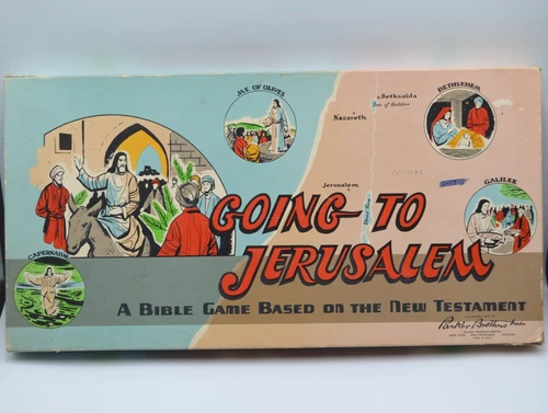 Going To Jerusalem Board Game Vintage 1955 Parker Brothers Bible Near Complete