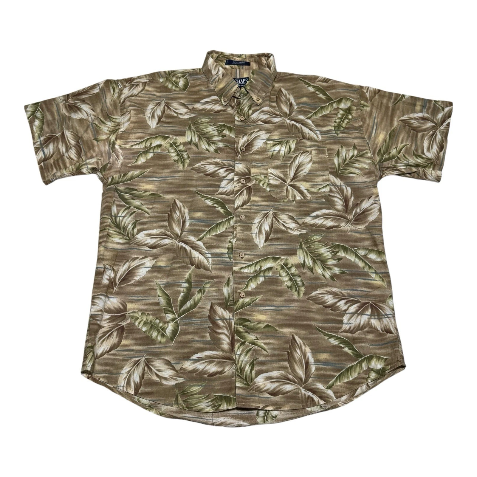 VNTG Chaps Ralph Lauren Floral Art Casual Button Down Shirt Mens Large (Fits XL)