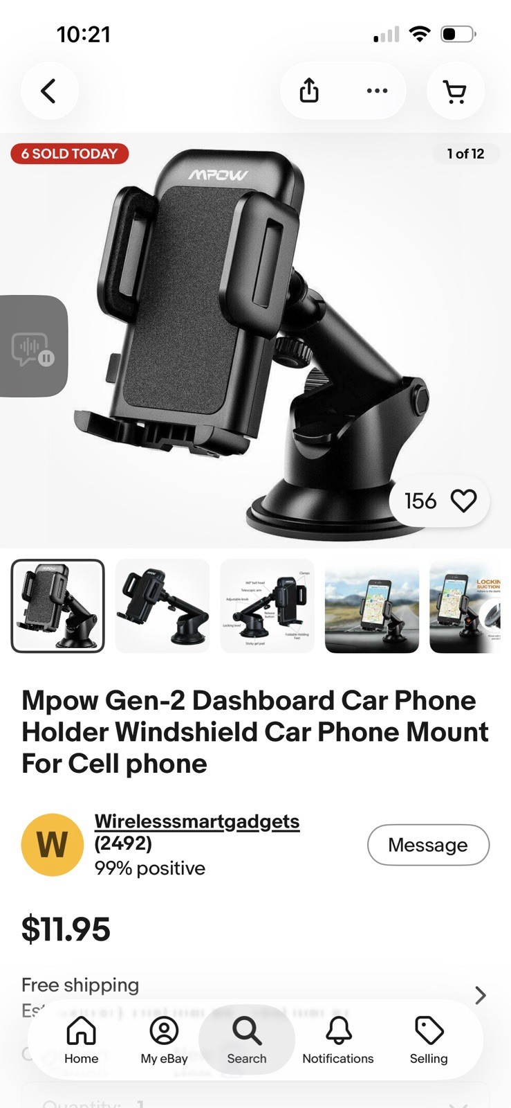 Mpow Gen-2 Dashboard Car Phone Holder Windshield Car Phone M