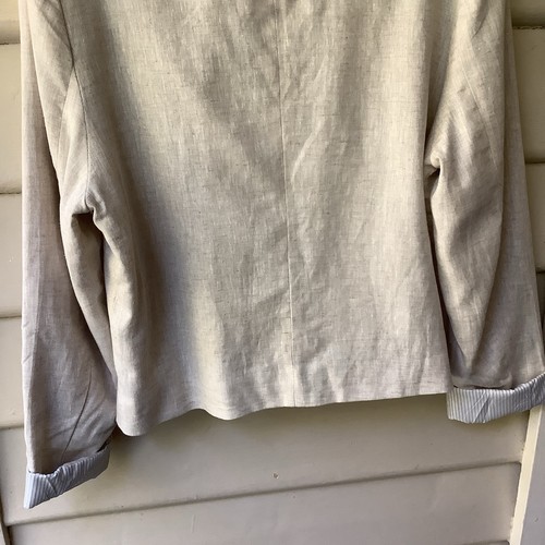 Just Jeans Jacket Linen Cropped Stone NWT 10 S $120 Contrast Cuffs Boxy Lined - Bild 8 von 10