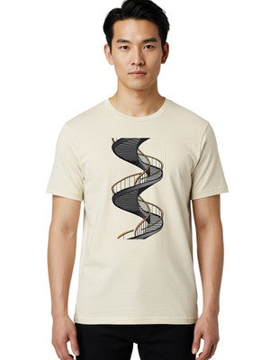 Dna-Spiral-Staircase Mens Graphic Tee, 100% Cotton, Casual Summer Wear