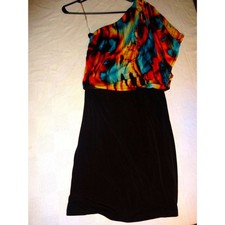 Speechless ~ Colorful Abstract One-Shoulder Dress ~ Size Small
