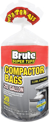 Brute Super Tuff Heavy Duty 2.2 MIL Kitchen Compactor Bags, Twist Tie Closure, W