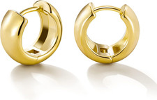 Gold Huggie Hoops: Small 14K Gold Plated Thick Chunky Hypoallergenic Earrings Je