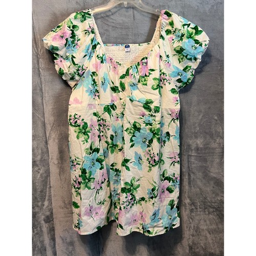 Old Navy XXL Petite Floral Smocked Top Square Neck Puffärmel Bluse