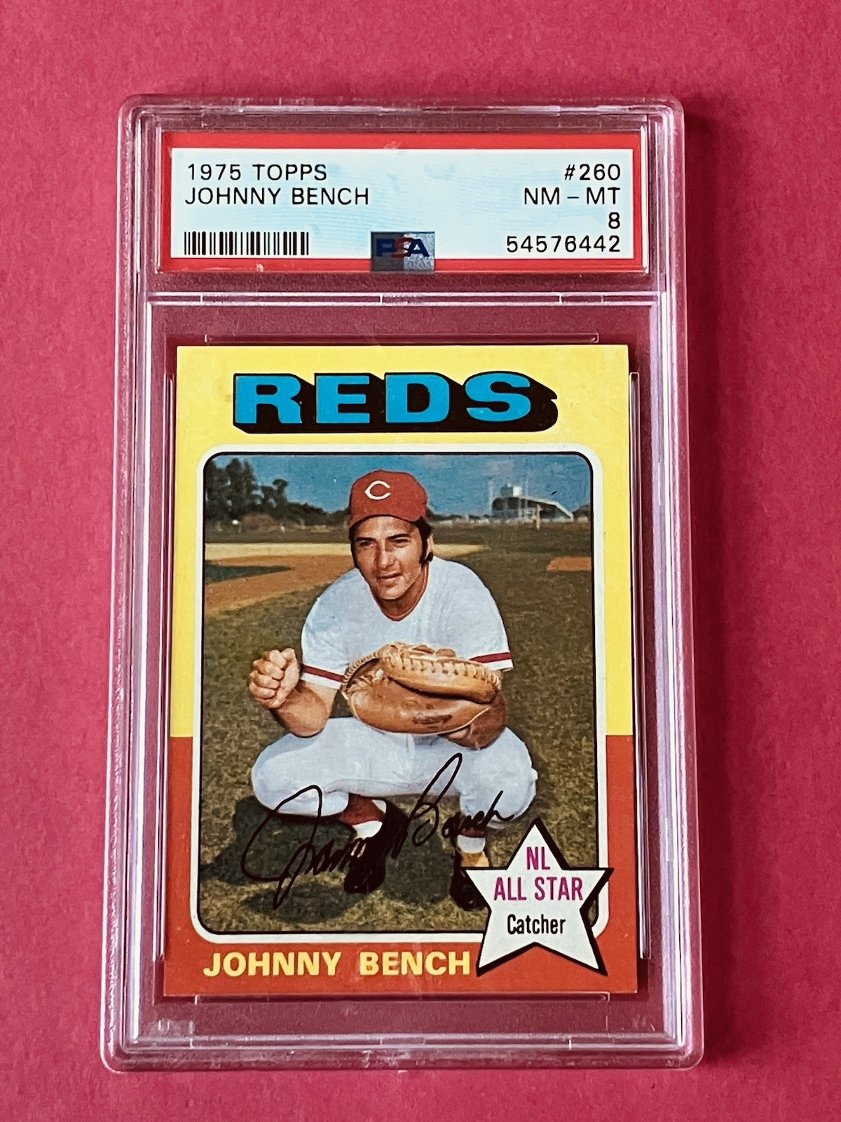 1975 Topps #260 Johnny Bench Cincinnati Reds HOF PSA 8 NM-MT