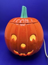 Vtg 60s Ceramic Lighted Pumpkin Light Up Halloween Fall Decor Dated 1963 Signed