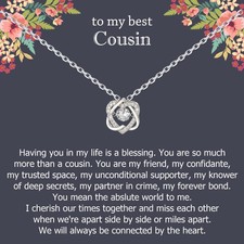 Cousin Gifts for Women, Sterling Silver Infinity Interlocking 2 Hearts Necklace