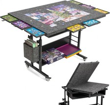 2000 Piece Foldable Felt Jigsaw Puzzle Table with Height Adjustment, Puzzle B...