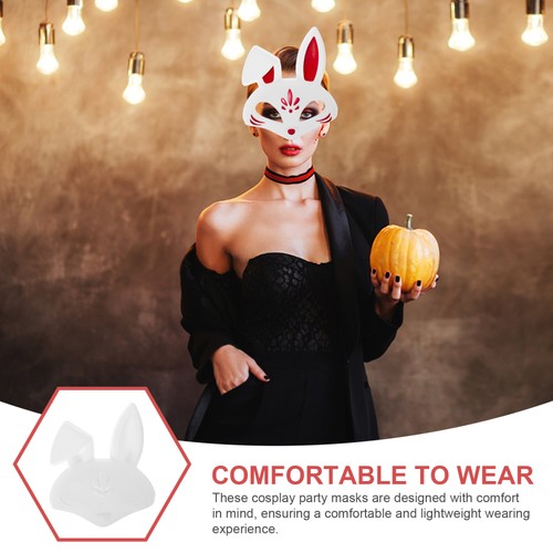 Máscara de conejo en blanco hecha a mano 4 piezas mascarillas de carnaval sin pintar mascarada para mujer - Imagen 12 de 12