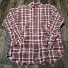 Ralph Lauren Men's L Long Sleeve 100 Cotton Button Down Shirt Red White Plaid