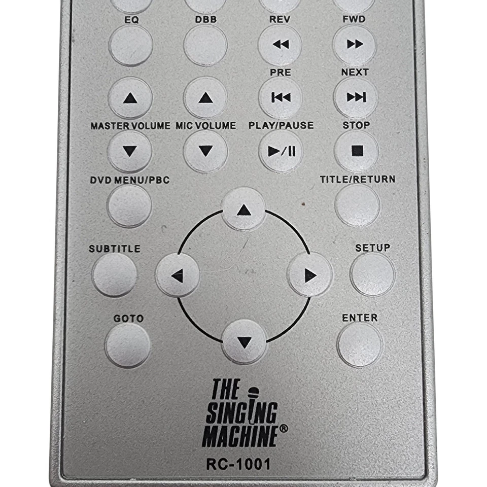 The Singing Machine RC-1001 Karaoke DVD Remote Control Replacement Silver OEM - Image 2 of 4