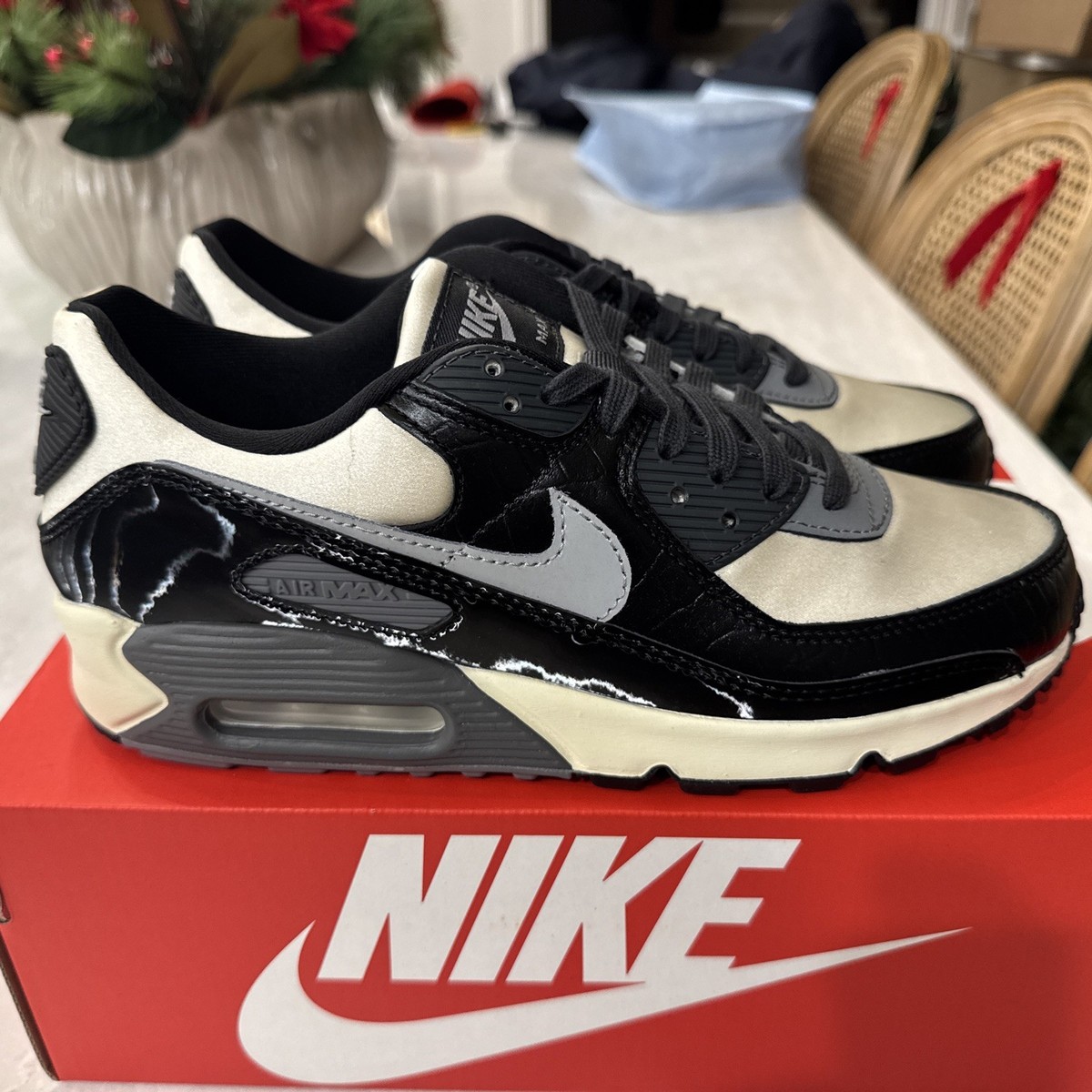 Men Sizes Nike Air Max 90 QS Smoke Grey Crocodile IO4468-100 8.5M