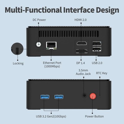 QAZIPO Mini PC, 13th Twin Lake N150 Upgraded N100, up to 3.6GHz