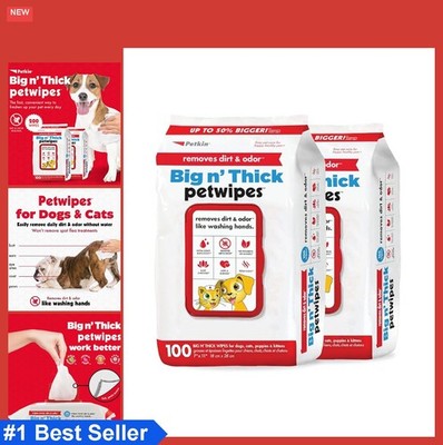 Pet Wipes for Dogs and Cats 200 Large Grooming Wipes Cleans Dirt Odor Gentle
