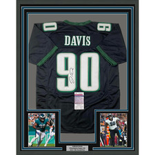 Framed Autographed/Signed Jordan Davis 33x42 Philadelphia Black Jersey JSA COA