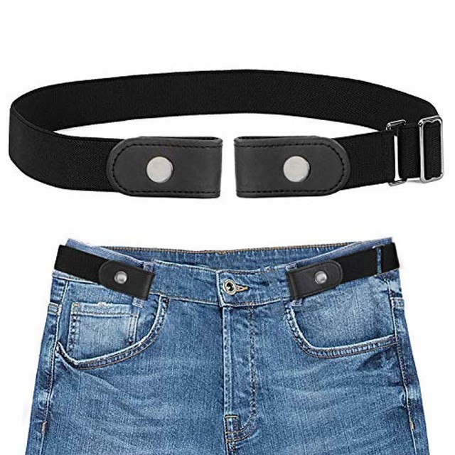 Elastic Buckleless Jeans Belt Stretch No Bulge No Hassle Bucklefree