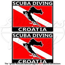 CROATIA SCUBA DIVING Flag-Croatian Map Shape Rectangular Stickers Decals 75mm x2