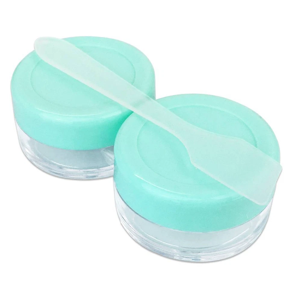 48PCS 10G/10ML Makeup Cream Cosmetic Green Sample Jar Containers with Spatulas - Image 3 of 4